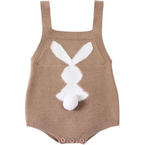 fhutpw عيد الفصح الأرنب رومبير طفل صبي فتاة محبوك بلا أكمام بذلة الزي لطيف الوليد 3 6 9 12 شهرا الملابس (أفخم الذيل الكاكي، 3-6 أشهر) in Kuwait