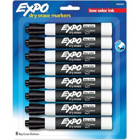 EXPO Low-Odor Dry Erase Markers, Chisel Tip, Black, 8-Count in Kuwait
