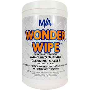 Wonder Wipe - Industrial Strength Hand & Surface Towels - Cleans Grease, Grime, Oil - Mechanic's Wipes (70 ct tub)