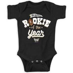 New Orleans Football Fans. Rookie of The Year Black Onesie or Toddler Tee (NB-7T)