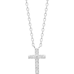 Cross Necklace for women in 18K Gold Plated or 925 Sterling Silver Plated Rhodium Necklace with Black or White Cross and Cubic Zirconia pendant I Religious Cubic Zirconia Necklace for women I Dainty necklace for teen girls I Gift for Women