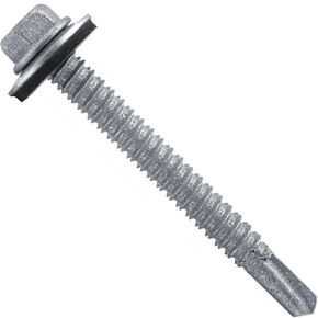 #12x2" to Metal Type #3 (NO Paint) Hex Head Drill Point Metal to Metal Roofing Screws 9/16" EPDM Washer (250 Count)