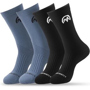 OutdoorMaster 4 Pack Cycling Socks, Compression Cushioned Bike Socks, Athletic Tall Crew Hiking Running for Men & Women