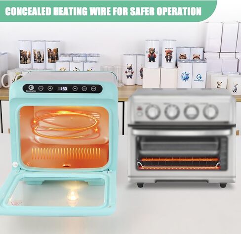 آلة فرن التسامي، فرن حراري 110 فولت للفراغات التسامي، الأكواب، الطباعة بالجملة مع مسدس حراري صغير، حقيبة انكماش حراري، شريط مقاوم للحرارة، قفاز (غير مناسب لأكواب النظارات) in Kuwait