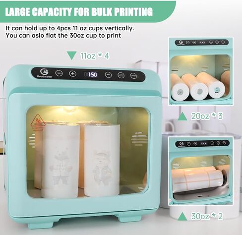 آلة فرن التسامي، فرن حراري 110 فولت للفراغات التسامي، الأكواب، الطباعة بالجملة مع مسدس حراري صغير، حقيبة انكماش حراري، شريط مقاوم للحرارة، قفاز (غير مناسب لأكواب النظارات) in Kuwait