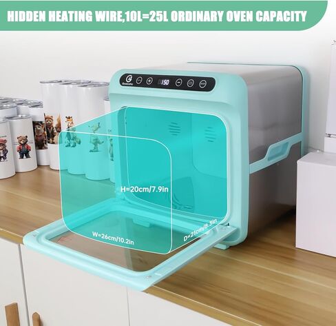 آلة فرن التسامي، فرن حراري 110 فولت للفراغات التسامي، الأكواب، الطباعة بالجملة مع مسدس حراري صغير، حقيبة انكماش حراري، شريط مقاوم للحرارة، قفاز (غير مناسب لأكواب النظارات) in Kuwait