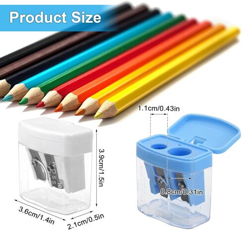 مبراة أقلام رصاص بفتحة مزدوجة، 4 قطع مبراة يدوية لأقلام الرصاص أو أقلام التلوين العادية والكبيرة الحجم، مبراة أقلام ملونة، محمولة لهدايا اللوازم المكتبية المدرسية in Kuwait