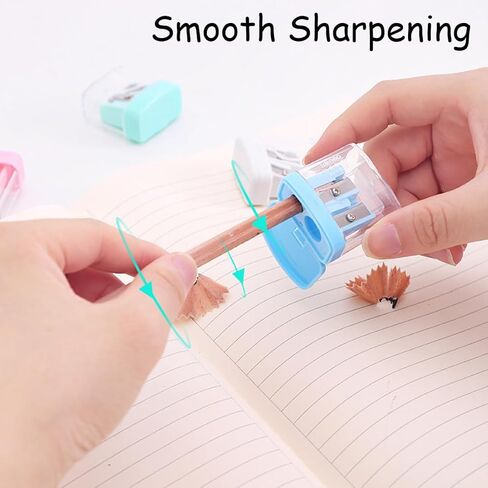 مبراة أقلام رصاص بفتحة مزدوجة، 4 قطع مبراة يدوية لأقلام الرصاص أو أقلام التلوين العادية والكبيرة الحجم، مبراة أقلام ملونة، محمولة لهدايا اللوازم المكتبية المدرسية in Kuwait