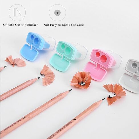 مبراة أقلام رصاص بفتحة مزدوجة، 4 قطع مبراة يدوية لأقلام الرصاص أو أقلام التلوين العادية والكبيرة الحجم، مبراة أقلام ملونة، محمولة لهدايا اللوازم المكتبية المدرسية in Kuwait