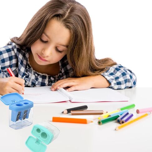 مبراة أقلام رصاص بفتحة مزدوجة، 4 قطع مبراة يدوية لأقلام الرصاص أو أقلام التلوين العادية والكبيرة الحجم، مبراة أقلام ملونة، محمولة لهدايا اللوازم المكتبية المدرسية in Kuwait