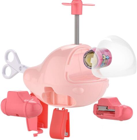 Cartoon Aircraft Pencil Sharpener with Scissor Eraser Pencil Ruler Stapler Portable Stationery Set Back to Supplies (Random Style) in Saudi Arabia