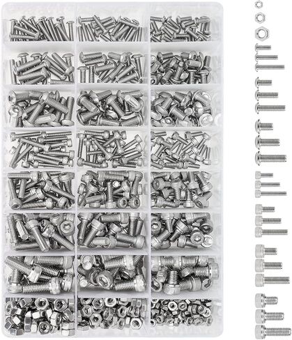 420 Pieces M2.5 x 4mm /6mm /8mm /10mm /12mm /16mm /20mm /25mm, Hex Socket Head Cap Bolts Screws Washers Nuts Kit, 304 Stainless Steel in Saudi Arabia