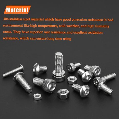 420 Pieces M2.5 x 4mm /6mm /8mm /10mm /12mm /16mm /20mm /25mm, Hex Socket Head Cap Bolts Screws Washers Nuts Kit, 304 Stainless Steel in Saudi Arabia