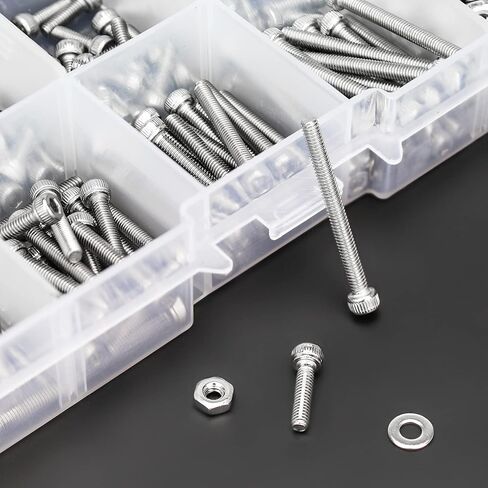 420 Pieces M2.5 x 4mm /6mm /8mm /10mm /12mm /16mm /20mm /25mm, Hex Socket Head Cap Bolts Screws Washers Nuts Kit, 304 Stainless Steel in Saudi Arabia