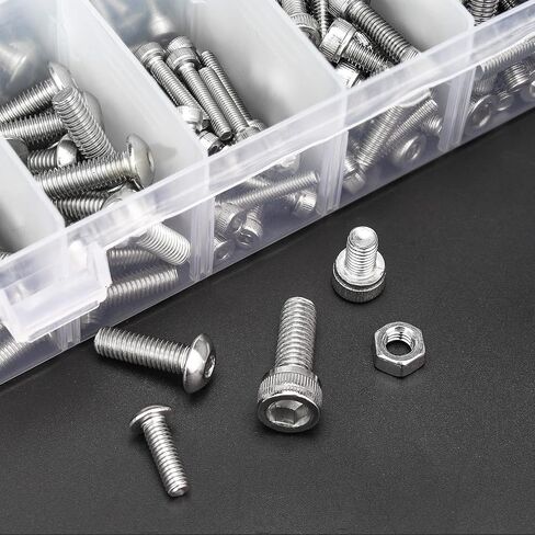 420 Pieces M2.5 x 4mm /6mm /8mm /10mm /12mm /16mm /20mm /25mm, Hex Socket Head Cap Bolts Screws Washers Nuts Kit, 304 Stainless Steel in Saudi Arabia