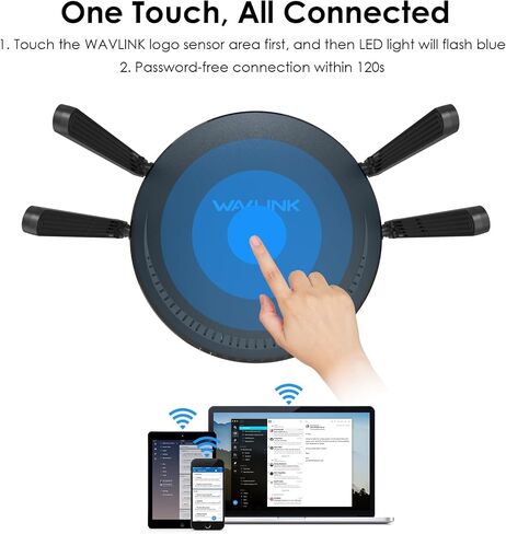 موجه WAVLINK AX3000 WiFi 6، موجه واي فاي لاسلكي مزدوج النطاق لجهاز توجيه جيجابت المنزلي مع هوائيات عالية الكسب 4 * 5dBi، MU-MIMO، OFDMA، Touchlink، Beamforming، WPA3، IPV6، الرقابة الأبوية in Kuwait