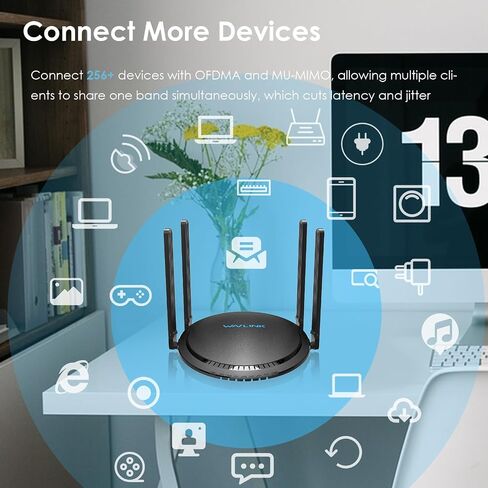 WAVLINK AX3000 WiFi 6 Router, Dual Band Wireless WiFi Router for Home Gigabit Router with 4 * 5dBi High-Gain Antennas, MU-MIMO, OFDMA, Touchlink, Beamforming, WPA3, IPV6, Parental Control in Saudi Arabia