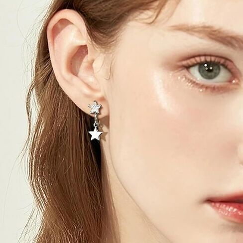 أقراط متدلية على شكل قمر ونجمة للنساء والفتيات المراهقات مكعبة الزركونيا هدية مجوهرات أنيقة in Kuwait