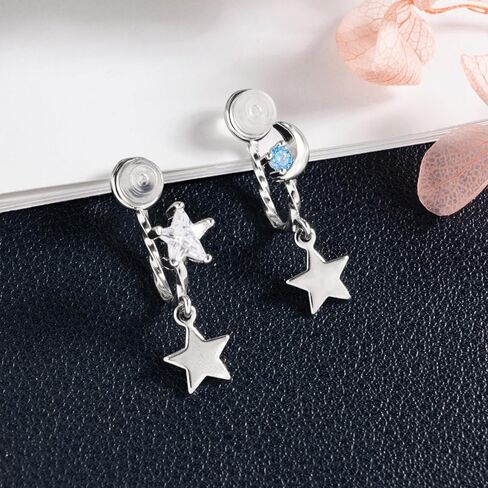 أقراط متدلية على شكل قمر ونجمة للنساء والفتيات المراهقات مكعبة الزركونيا هدية مجوهرات أنيقة in Kuwait