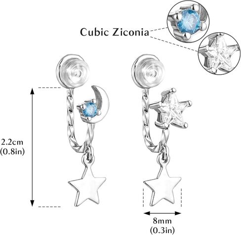 أقراط متدلية على شكل قمر ونجمة للنساء والفتيات المراهقات مكعبة الزركونيا هدية مجوهرات أنيقة in Kuwait