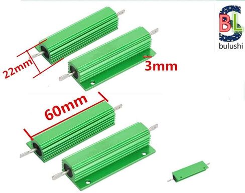 BULUSHI 100 واط 100 أوم المقاومة المسمار جبل الألومنيوم شل Wirewound المقاوم الأخضر 2 قطعة (100W-100ΩJ) in Kuwait