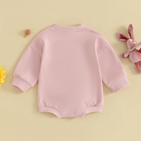 VISGOGO Easter Baby Girl Outfit Rompers Infant Bunny Clothes Carrot Embroidery Backless Easter Onesie in Saudi Arabia
