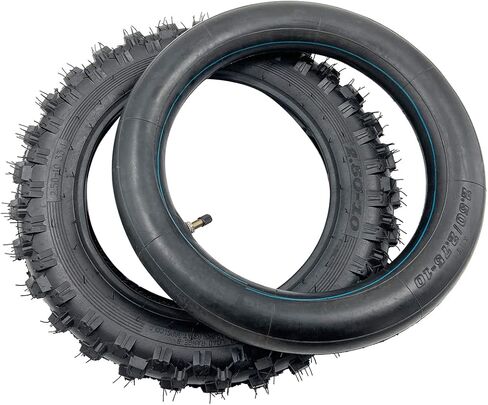 مجموعة إطارات للطرق الوعرة والأنابيب الداخلية مقاس 2.5-10 بوصة - معظم إطارات الدراجة الترابية 49cc و50cc و70cc مع حافة 10 بوصة تحل محل CRF50/XR50 وDRZ70/JR50 وPW50 وQG-210 MVX70 MVX110 (2.5- 10") in Kuwait