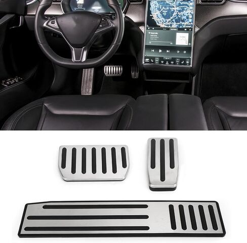 Automotive Interior 3Pcs Foot Pedal Set Accelerator Brake Footrest Pads Stainless Steel Rubber Antislip Replacement for Tesla Model S X in Saudi Arabia