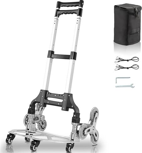 عربة تسلق السلالم، عربة دوللي لشاحنة يدوية قابلة للطي، عربة بقالة على عجلات مع مقبض تلسكوبي وحقيبة مقاومة للماء قابلة للفصل، عربة تسوق بسعة تحميل 180 رطل، باللون الأسود in Kuwait