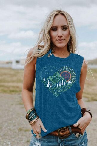 LUKYCILD Adventure Awaits Tanks Top Women Hiking Mountain Outdoors Vest Wanderlust Explore More Tee Camping Athletic Shirts in Saudi Arabia