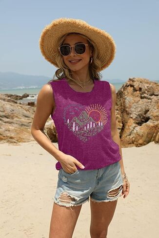 LUKYCILD Adventure Awaits Tanks Top Women Hiking Mountain Outdoors Vest Wanderlust Explore More Tee Camping Athletic Shirts in Saudi Arabia