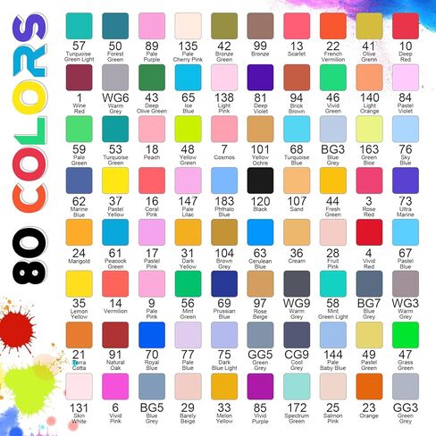 أقلام تحديد بفرشاة مزدوجة مكونة من 80 لونًا، مجموعة أقلام تحديد للتلوين للأطفال والكبار، مجموعة أقلام تحديد للفنانين لأقلام الرسم، فرشاة أقلام تحديد بطاقات الرسم الفنية للفنانين in Kuwait