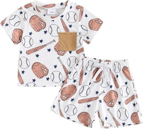 FIOMVA Baby Boy Girl Summer Clothes Brother Sister Matching Outfits Toddler Baseball Outfit Infant T Shirt Shorts Set in Kuwait