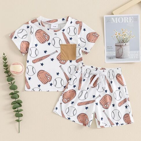 FIOMVA Baby Boy Girl Summer Clothes Brother Sister Matching Outfits Toddler Baseball Outfit Infant T Shirt Shorts Set in Kuwait