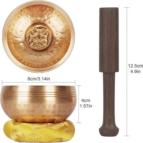 وعاء الغناء التبتي، 100% مطروق يدويًا للتأمل واليوجا شقرا للاسترخاء والعلاج الصوتي هدية للنساء وعاء مصنوع يدويًا في نيبال للشفاء واليقظة (3.15 بوصة) in Kuwait