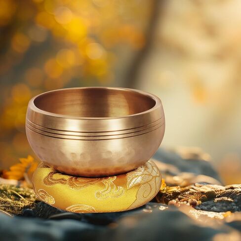 وعاء الغناء التبتي، 100% مطروق يدويًا للتأمل واليوجا شقرا للاسترخاء والعلاج الصوتي هدية للنساء وعاء مصنوع يدويًا في نيبال للشفاء واليقظة (3.15 بوصة) in Kuwait