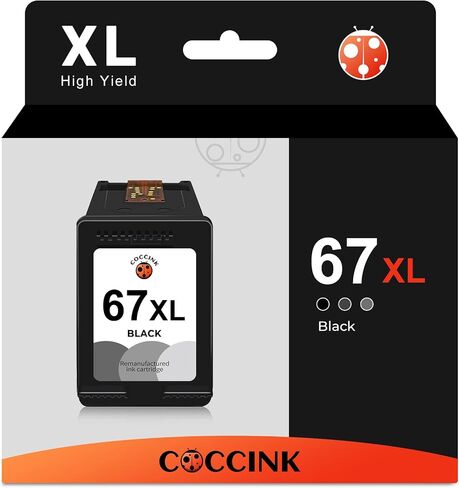 خرطوشة حبر سوداء COCCINK 67XL بديلة لـ HP DeskJet 2700 2755e 2752 4155e Envy 6000 6455e 6055e 6452e 6458 6475 4120e 4152e 4155 2725 لطابعة HP Ink 67 XL عالية الإنتاجية (1 أسود) in Saudi Arabia
