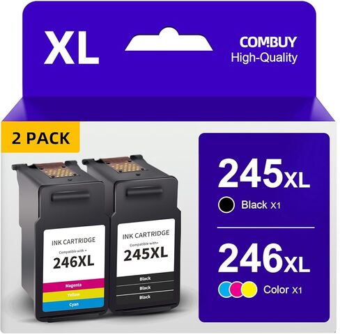 COMBUY 245XL 246XL Combo Pack Remanufactured Ink Cartridge Replacement for Canon 245XL 246XL Ink for MG2522 MX490 TR4520 MX492 TS3322 TR4522 TS3122 TS202 MG2922 Printer (Black, Tri-Color, 2-Pack) in Saudi Arabia