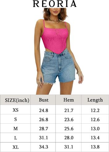 REORIA Womens Trendy Sexy Lace Strap Zip Back Going Out Boned Bustier Corset Tank Top With Built In Bra in Saudi Arabia