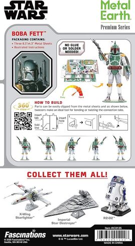 Metal Earth Puzzle 3D Boba Fett Star Wars Metal Puzzle Building Models for Adults Challenging Level 10.41 x 8.13 x 18.29 cm in Saudi Arabia