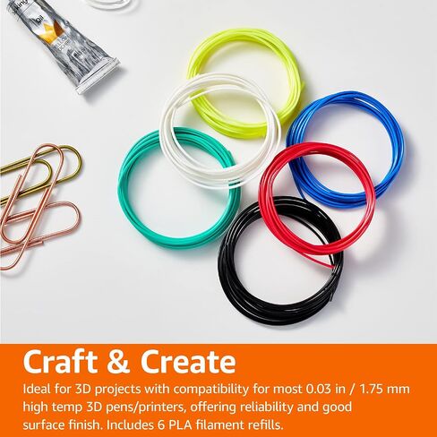 Amazon Basics 3D Pen Filament Refills, 32 Count, Variety of 32 Colors, 1.75mm in Saudi Arabia