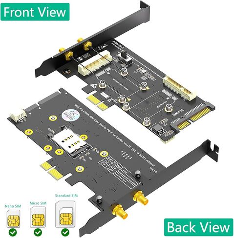 محول 2 في 1 صغير PCI-E إلى PCI-E 1x وMSATA إلى SATA3 مع فتحة بطاقة SIM لشبكة WiFi/ 3G/4G/LTE/Msata SSD in Kuwait