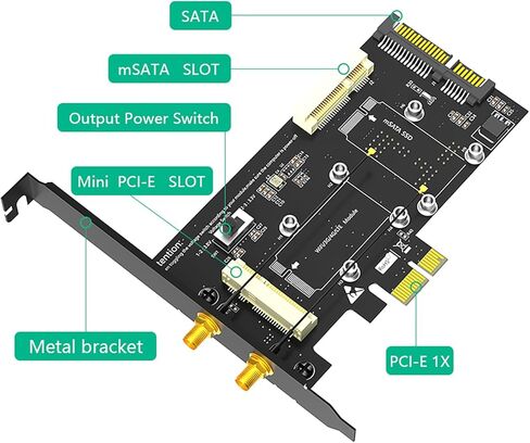 محول 2 في 1 صغير PCI-E إلى PCI-E 1x وMSATA إلى SATA3 مع فتحة بطاقة SIM لشبكة WiFi/ 3G/4G/LTE/Msata SSD in Kuwait