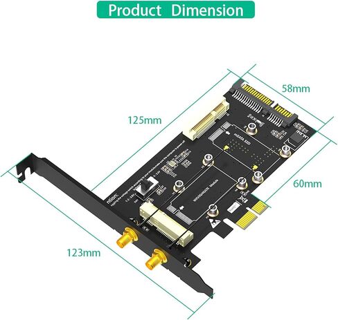 محول 2 في 1 صغير PCI-E إلى PCI-E 1x وMSATA إلى SATA3 مع فتحة بطاقة SIM لشبكة WiFi/ 3G/4G/LTE/Msata SSD in Kuwait