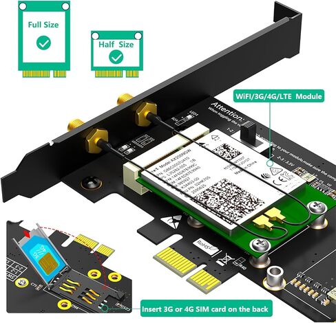 محول 2 في 1 صغير PCI-E إلى PCI-E 1x وMSATA إلى SATA3 مع فتحة بطاقة SIM لشبكة WiFi/ 3G/4G/LTE/Msata SSD in Kuwait