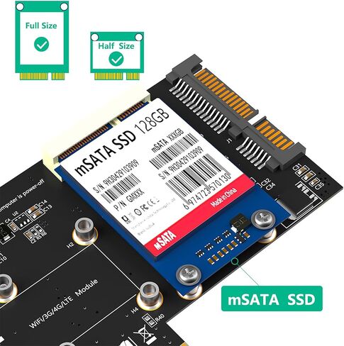 محول 2 في 1 صغير PCI-E إلى PCI-E 1x وMSATA إلى SATA3 مع فتحة بطاقة SIM لشبكة WiFi/ 3G/4G/LTE/Msata SSD in Kuwait