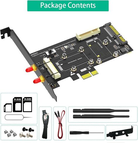 محول 2 في 1 صغير PCI-E إلى PCI-E 1x وMSATA إلى SATA3 مع فتحة بطاقة SIM لشبكة WiFi/ 3G/4G/LTE/Msata SSD in Kuwait