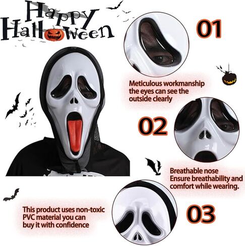 2PCS Halloween Mask Scary Skull Mask, Full Head Creepy Mask for Halloween Decoration Party, Horror Role Play Props in Kuwait