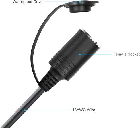 1.5Ft Cigarette Lighter Extension Cord, Male Plug to Female Socket Car Charger Cable, 12V/24V Heavy Duty Extension Cord with 15A Fuse, Compatible with Air Compressor Mini Fridge Car Vacuum in Saudi Arabia