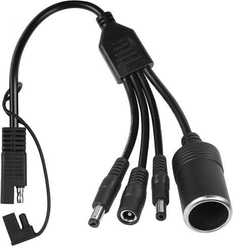 GELRHONR 12-24V 10A 16AWG SAE إلى كابل تمديد مقبس ولاعة السجائر أنثى للدراجات النارية، قابس SAE إلى DC 5.5x2.1 مم كابل مقسم محول ذكر/أنثى، للسيارات والألواح الشمسية in Kuwait